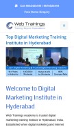 How webtrainings.in looks like on a mobile device such as an iPhone.