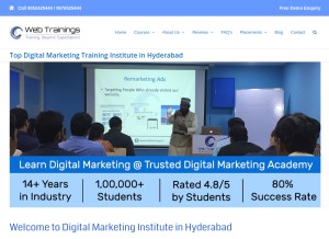 How webtrainings.in looks like on a tablet such as an iPad.