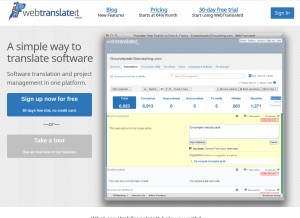 How webtranslateit.com looks like on a tablet such as an iPad.