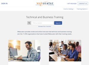 How webucator.com looks like on a tablet such as an iPad.