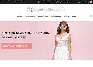 How weddingshoppeinc.com looks like on a tablet such as an iPad.