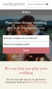 How weddingsonline.ie looks like on a mobile device such as an iPhone.