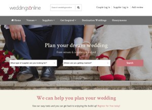 How weddingsonline.ie looks like on a tablet such as an iPad.