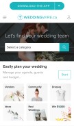 How weddingwire.ca looks like on a mobile device such as an iPhone.