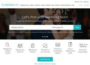 How weddingwire.com looks like on a tablet such as an iPad.