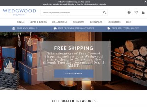 How wedgwood.com looks like on a tablet such as an iPad.