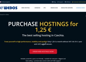 How wedos.eu looks like on a tablet such as an iPad.