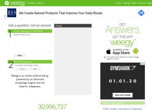 How weegy.com looks like on a tablet such as an iPad.