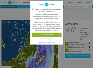 How weerplaza.nl looks like on a tablet such as an iPad.