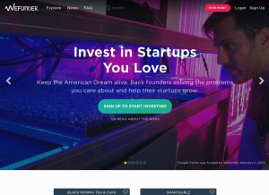 How wefunder.com looks like on a tablet such as an iPad.