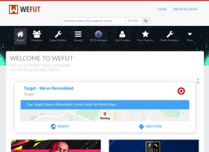 How wefut.com looks like on a tablet such as an iPad.