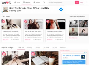 How weheartit.com looks like on a tablet such as an iPad.