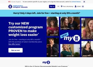 How weightwatchers.ca looks like on a tablet such as an iPad.