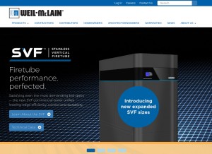 How weil-mclain.com looks like on a tablet such as an iPad.