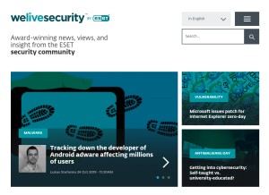 How welivesecurity.com looks like on a tablet such as an iPad.