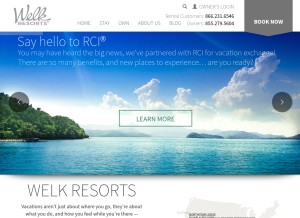 How welkresorts.com looks like on a tablet such as an iPad.