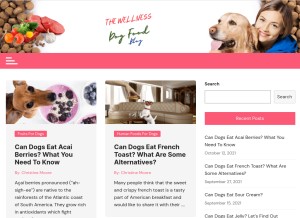 How wellnessdogfoodblog.com looks like on a tablet such as an iPad.