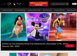 How wellsfargocenterphilly.com looks like on a tablet such as an iPad.
