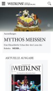 How weltkunst.de looks like on a mobile device such as an iPhone.