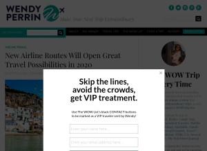 How wendyperrin.com looks like on a tablet such as an iPad.