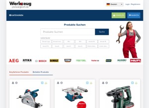 How werkzeugpreisvergleich.de looks like on a tablet such as an iPad.