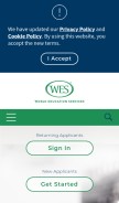 How wes.org looks like on a mobile device such as an iPhone.