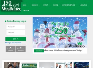 How wesbanco.com looks like on a tablet such as an iPad.
