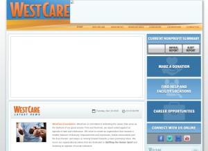 How westcare.com looks like on a tablet such as an iPad.