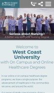 How westcoastuniversity.edu looks like on a mobile device such as an iPhone.