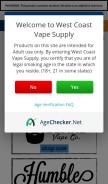 How westcoastvapesupply.com looks like on a mobile device such as an iPhone.
