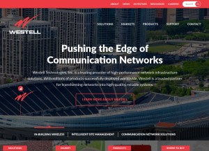 How westell.com looks like on a tablet such as an iPad.