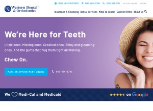 How westerndental.com looks like on a tablet such as an iPad.