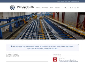 How westernextrusions.com looks like on a tablet such as an iPad.