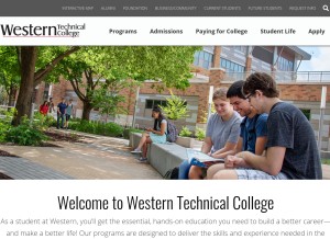 How westerntc.edu looks like on a tablet such as an iPad.