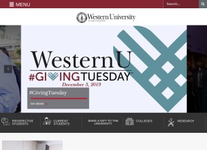 How westernu.edu looks like on a tablet such as an iPad.