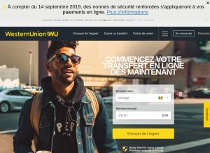 How westernunion.com looks like on a tablet such as an iPad.