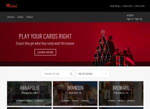 How westfield.com looks like on a tablet such as an iPad.
