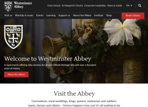 How westminster-abbey.org looks like on a tablet such as an iPad.