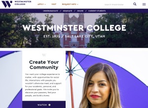 How westminstercollege.edu looks like on a tablet such as an iPad.