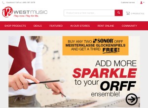 How westmusic.com looks like on a tablet such as an iPad.