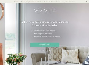 How westwing.ch looks like on a tablet such as an iPad.