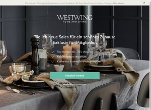 How westwing.de looks like on a tablet such as an iPad.