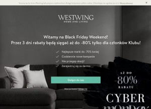 How westwing.pl looks like on a tablet such as an iPad.