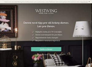 How westwing.sk looks like on a tablet such as an iPad.