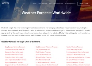 How wete.co looks like on a tablet such as an iPad.