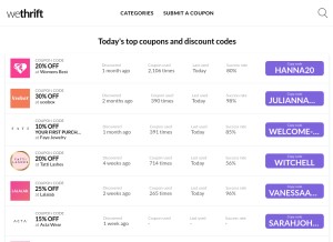 How wethrift.com looks like on a tablet such as an iPad.