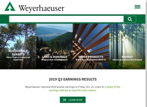 How weyerhaeuser.com looks like on a tablet such as an iPad.