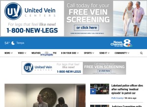 How wfla.com looks like on a tablet such as an iPad.