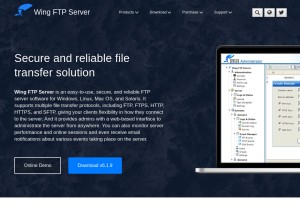 How wftpserver.com looks like on a tablet such as an iPad.