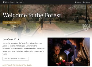 How wfu.edu looks like on a tablet such as an iPad.